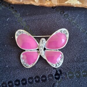 Elegant Pink Butterfly Brooch